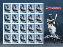 Hank Aaron USPS Stamp Sheet ARTIST SIGNED CHROME