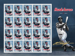 Hank Aaron USPS Stamp Sheet ARTIST SIGNED GOLD